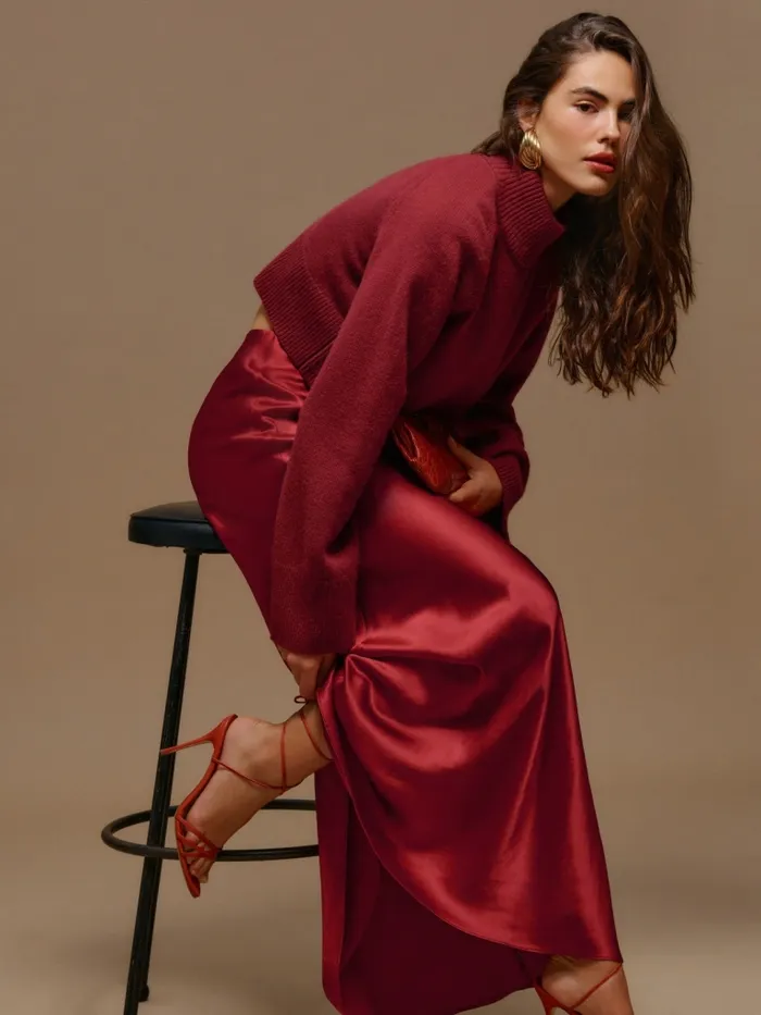 Reformation Skirts Bella Silk Skirt Sangre 8211 Women