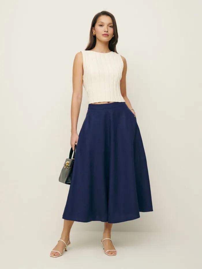 Reformation Skirts Maia Linen Skirt Danube 8211 Women