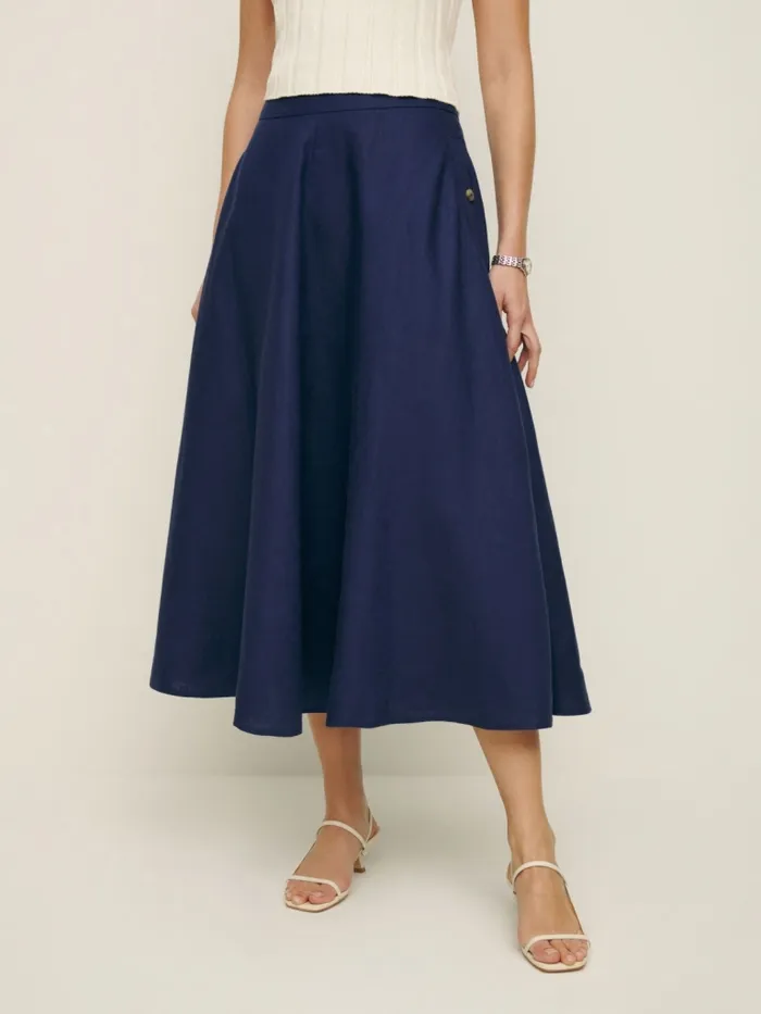 Reformation Skirts Maia Linen Skirt Danube 8211 Women Reformation Skirts Maia Linen Skirt Danube 8211 Women