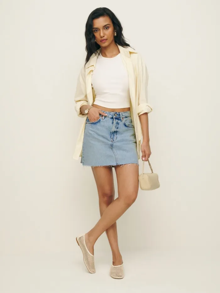 Reformation Skirts Nina Denim Mini Skirt Folsom 8211 Women
