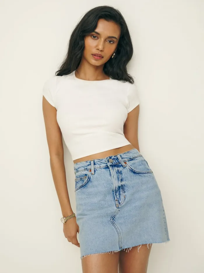 Reformation Skirts Nina Denim Mini Skirt Folsom 8211 Women