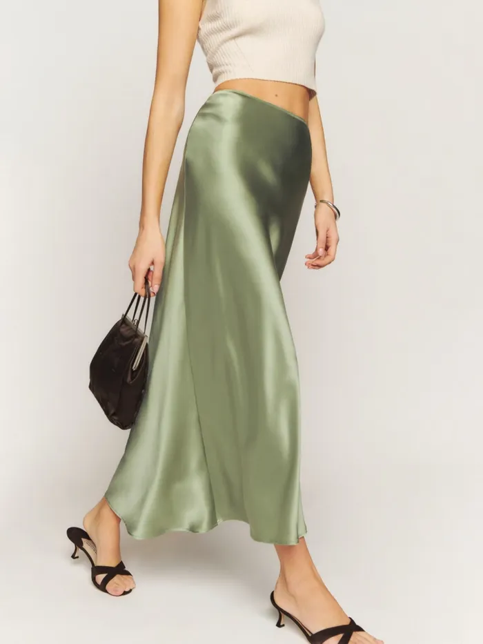 Reformation Skirts Petites Layla Silk Skirt Artichoke 8211 Women Reformation Skirts Petites Layla Silk Skirt Artichoke 8211 Women