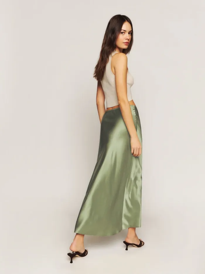 Reformation Skirts Petites Layla Silk Skirt Artichoke 8211 Women Reformation Skirts Petites Layla Silk Skirt Artichoke 8211 Women