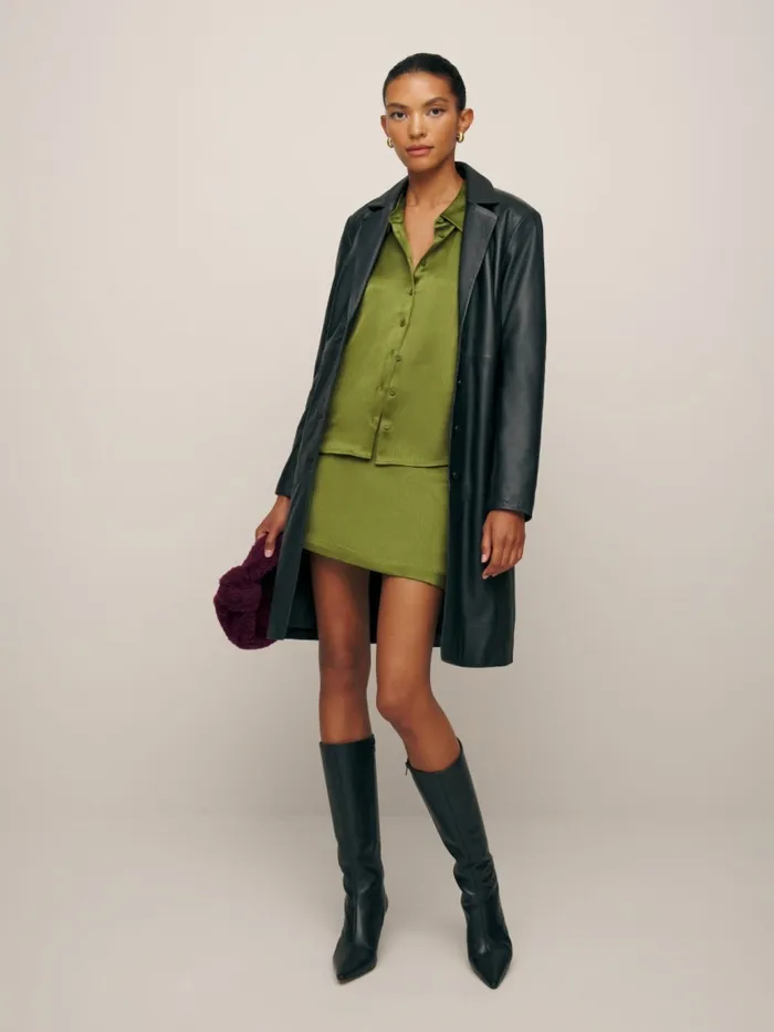 Reformation Skirts Veranda Satin Skirt Pear Crinkle 8211 Women
