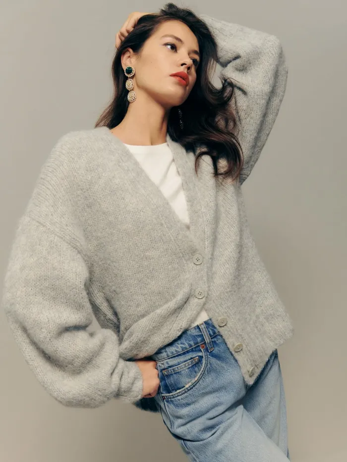 Reformation Sweaters Aden Cardigan Foggy 8211 Women