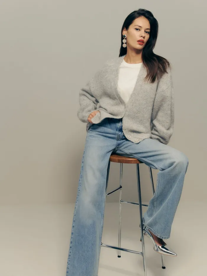 Reformation Sweaters Aden Cardigan Foggy 8211 Women