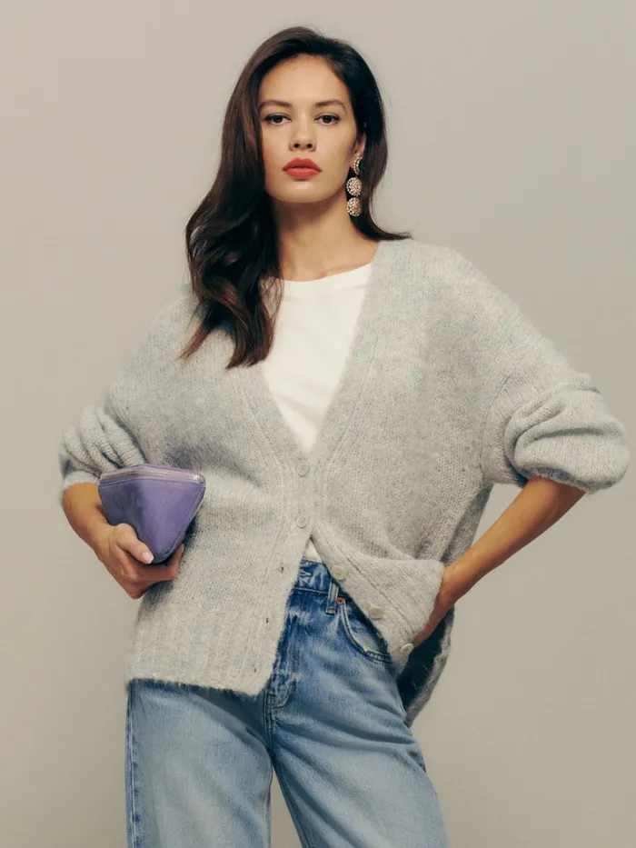 Reformation Sweaters Aden Cardigan Foggy 8211 Women