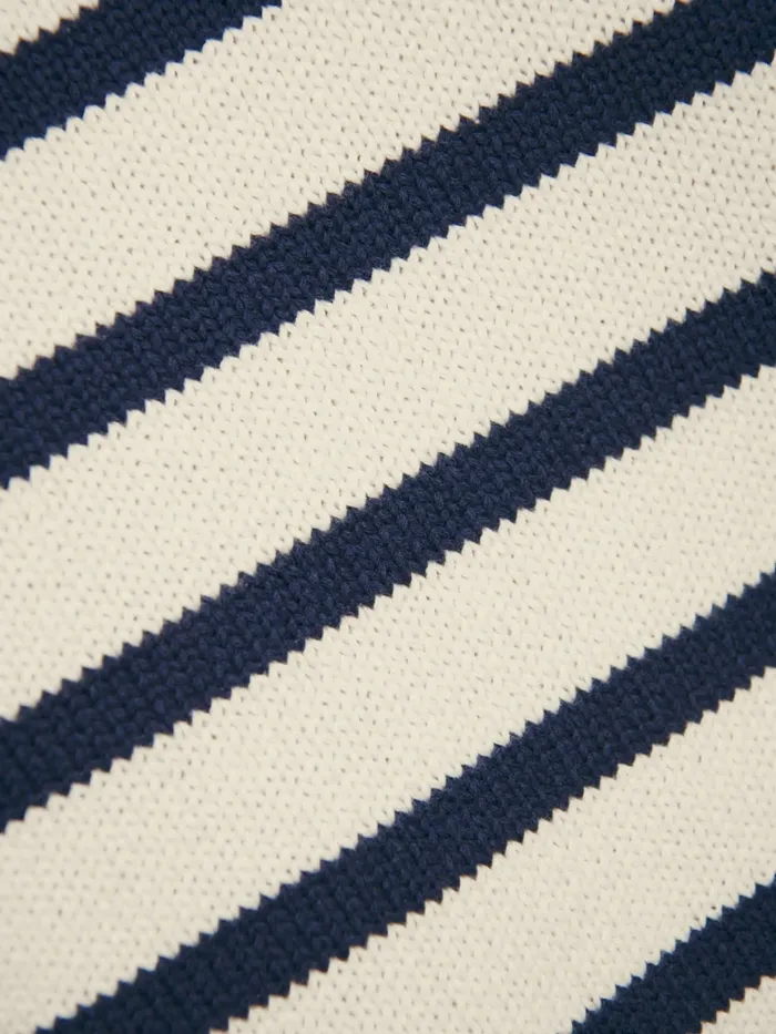 Reformation Sweaters Anna Cotton Crewneck Sweater Gossamer With Navy Stripe 8211 Women
