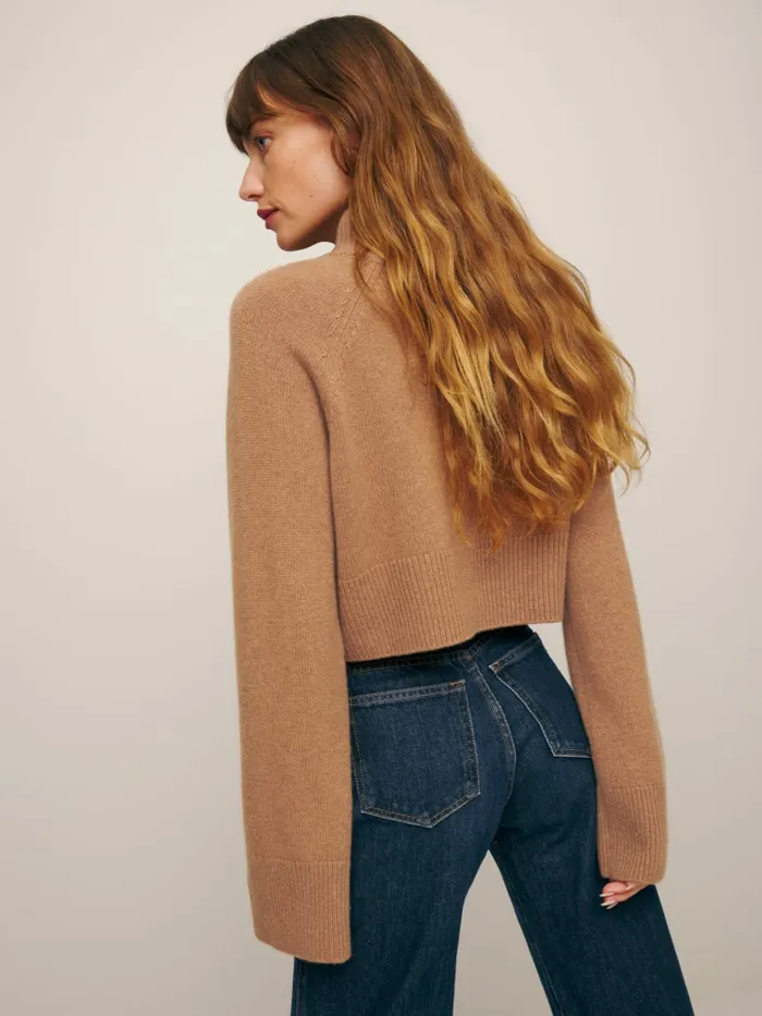 Reformation Sweaters Garrett Cashmere Cropped Turtleneck Camel 8211 Women