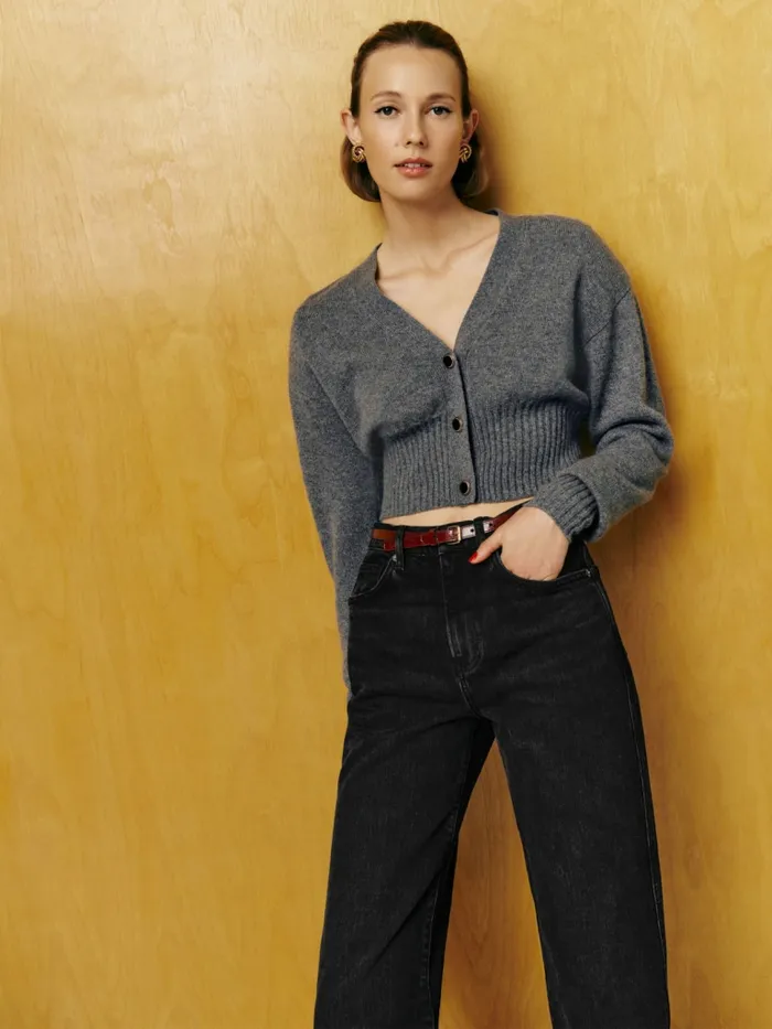 Reformation Sweaters Hana Cashmere Sweater Cardigan Thunder 8211 Women