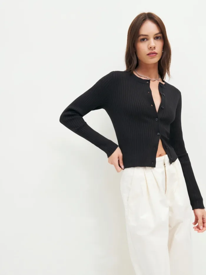Reformation Sweaters Joanne Cotton Cardigan Black 8211 Women Reformation Sweaters Joanne Cotton Cardigan Black 8211 Women
