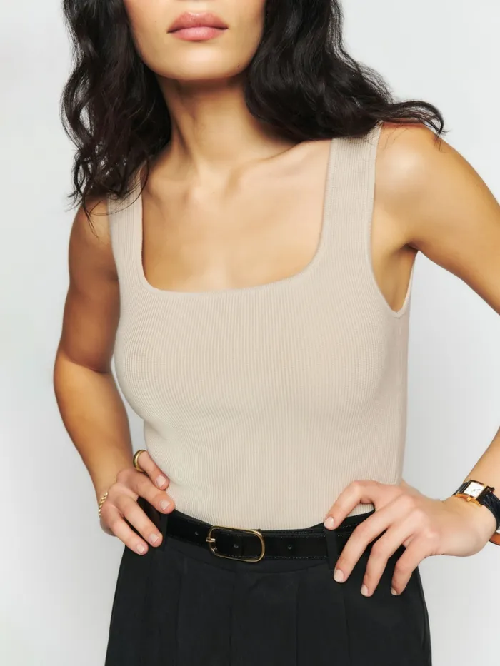 Reformation Sweaters Julia Ribbed Sweater Tank Coyote 8211 Women