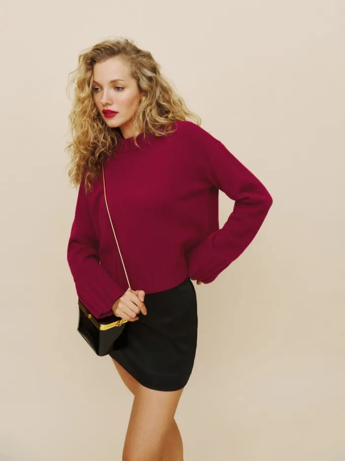 Reformation Sweaters Mer Regenerative Wool Sweater Dark Cherry 8211 Women
