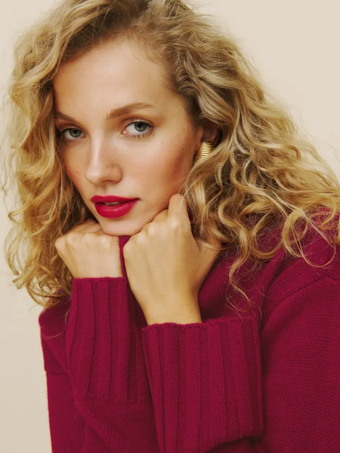 Reformation Sweaters Mer Regenerative Wool Sweater Dark Cherry 8211 Women