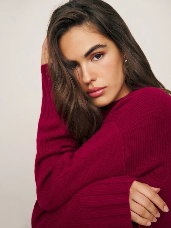Reformation Sweaters Mer Regenerative Wool Sweater Dark Cherry 8211 Women