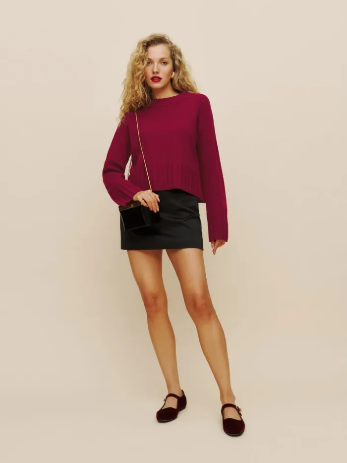 Reformation Sweaters Mer Regenerative Wool Sweater Dark Cherry 8211 Women