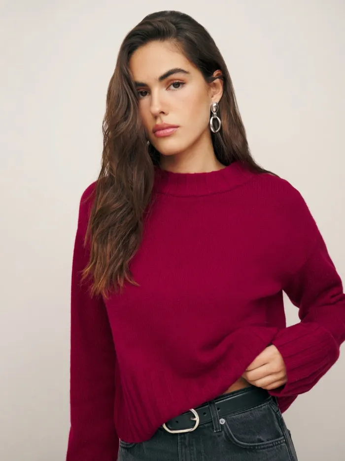 Reformation Sweaters Mer Regenerative Wool Sweater Dark Cherry 8211 Women