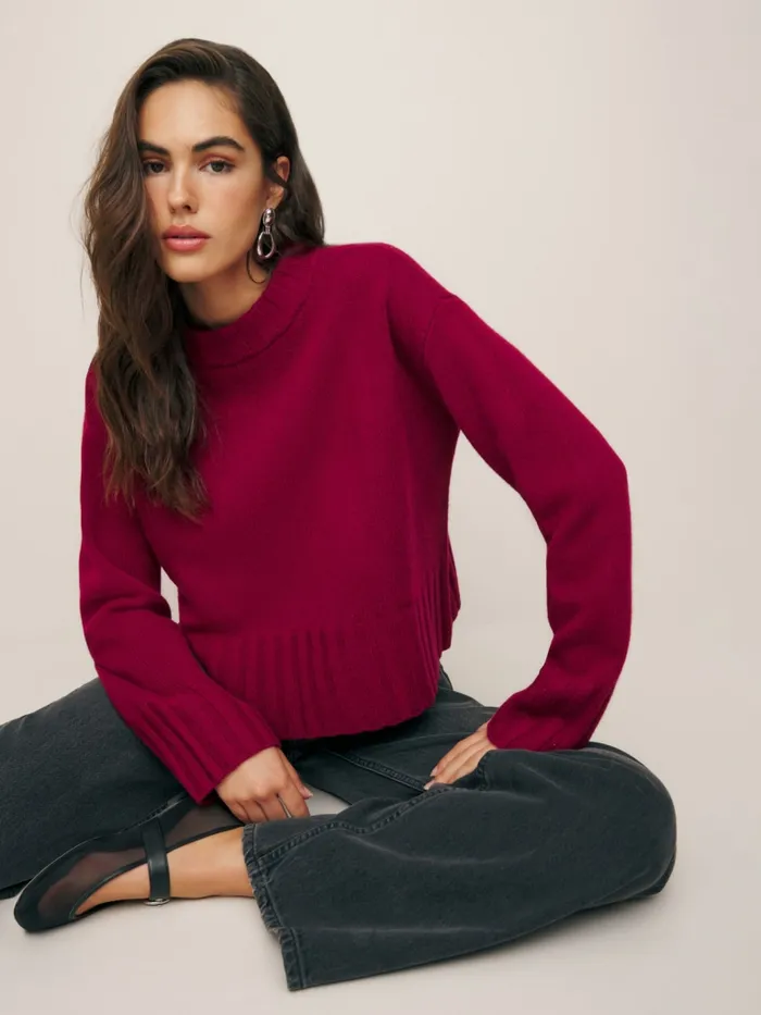 Reformation Sweaters Mer Regenerative Wool Sweater Dark Cherry 8211 Women