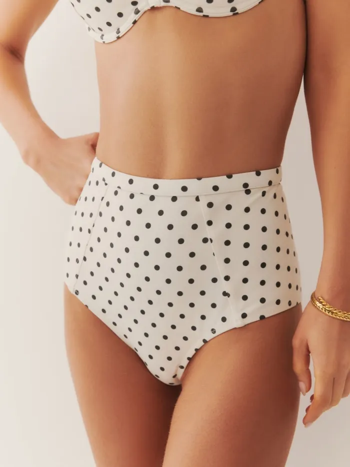 Reformation Swim Azure Bikini Bottom White Dot 8211 Women