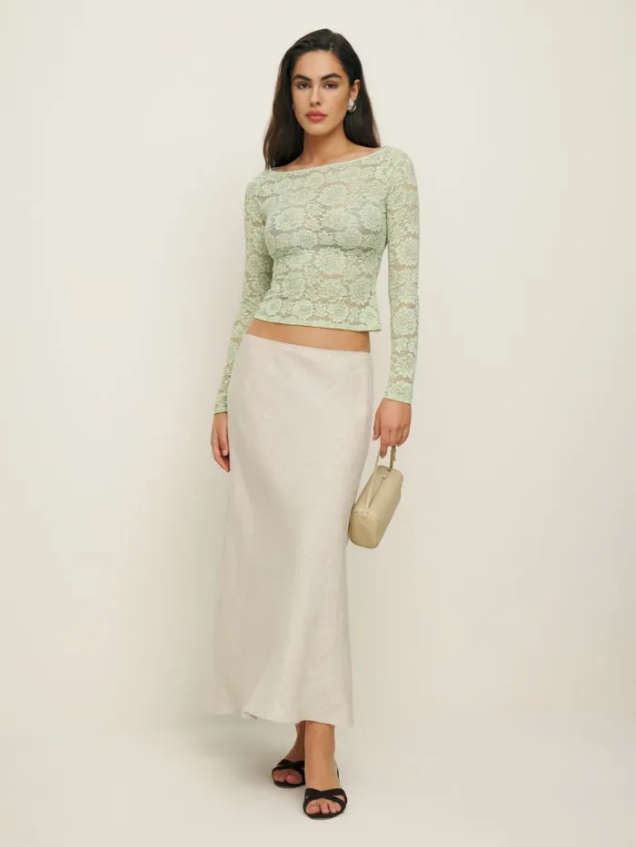 Reformation Tops Adriano Lace Knit Top Pistachio 8211 Women