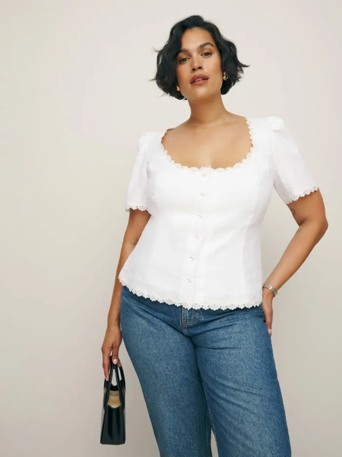 Reformation Tops Anabella Linen Top Es White 8211 Women