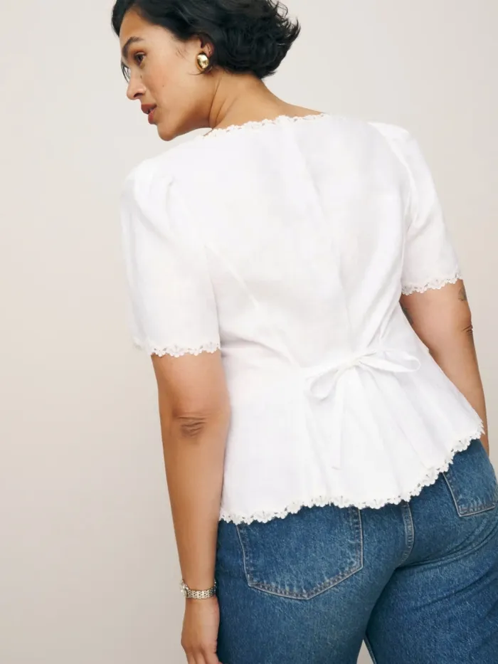 Reformation Tops Anabella Linen Top Es White 8211 Women