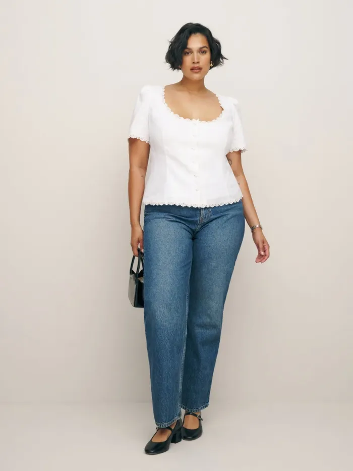 Reformation Tops Anabella Linen Top Es White 8211 Women