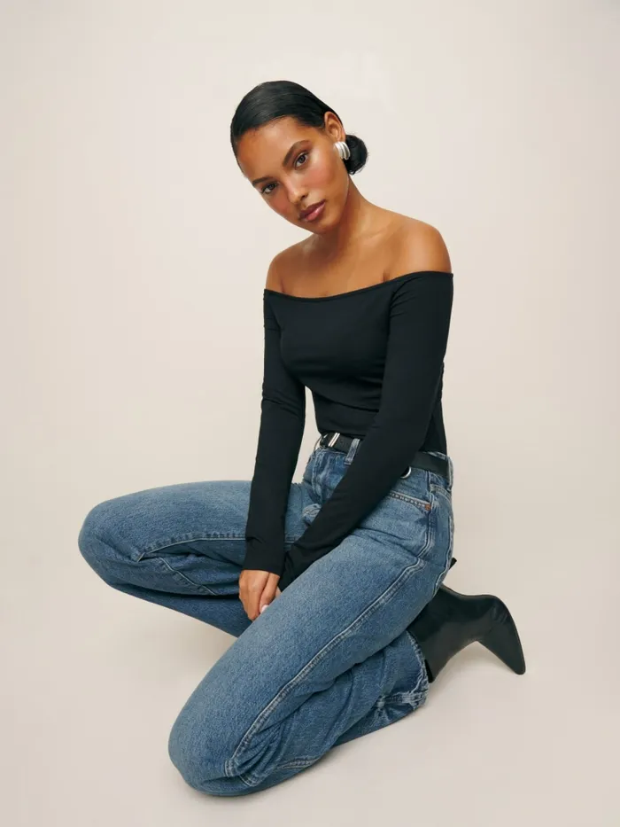 Reformation Tops Anneliese Knit Top Black 8211 Women