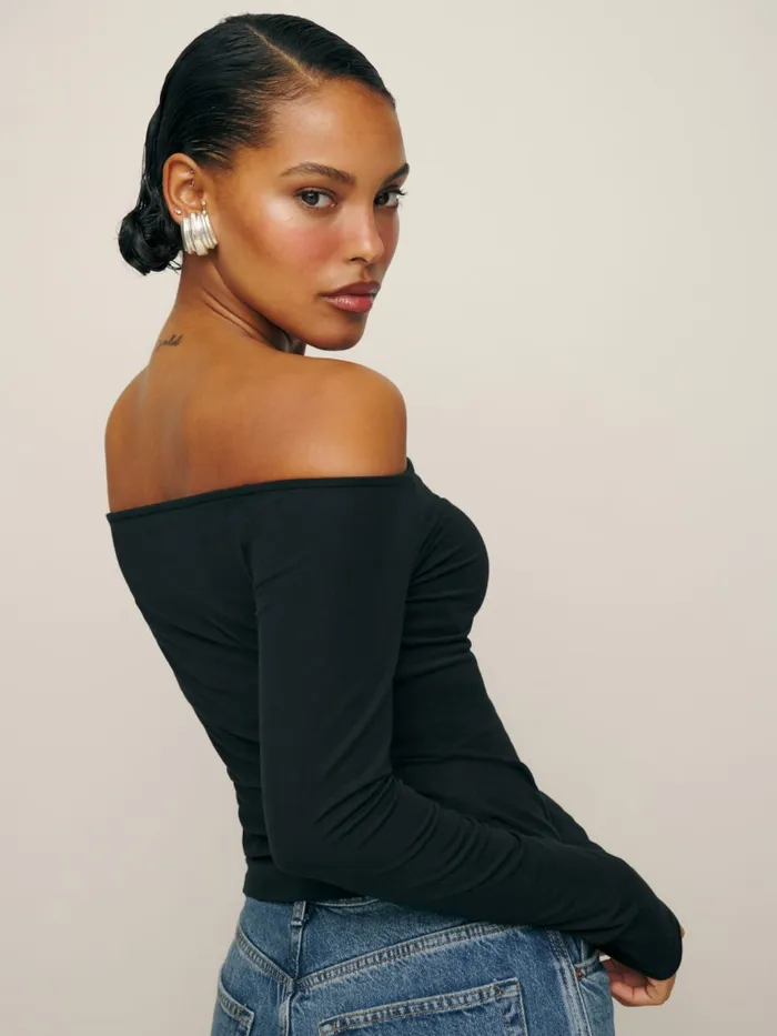 Reformation Tops Anneliese Knit Top Black 8211 Women