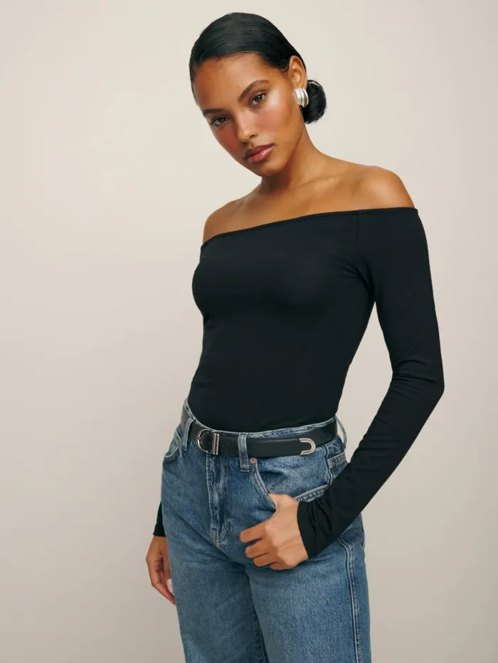 Reformation Tops Anneliese Knit Top Black 8211 Women
