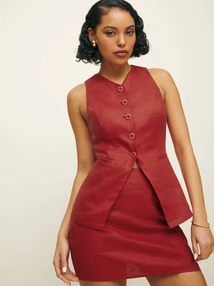 Reformation Tops Aspen Linen Top Sundried Tomato 8211 Women Reformation Tops Aspen Linen Top Sundried Tomato 8211 Women