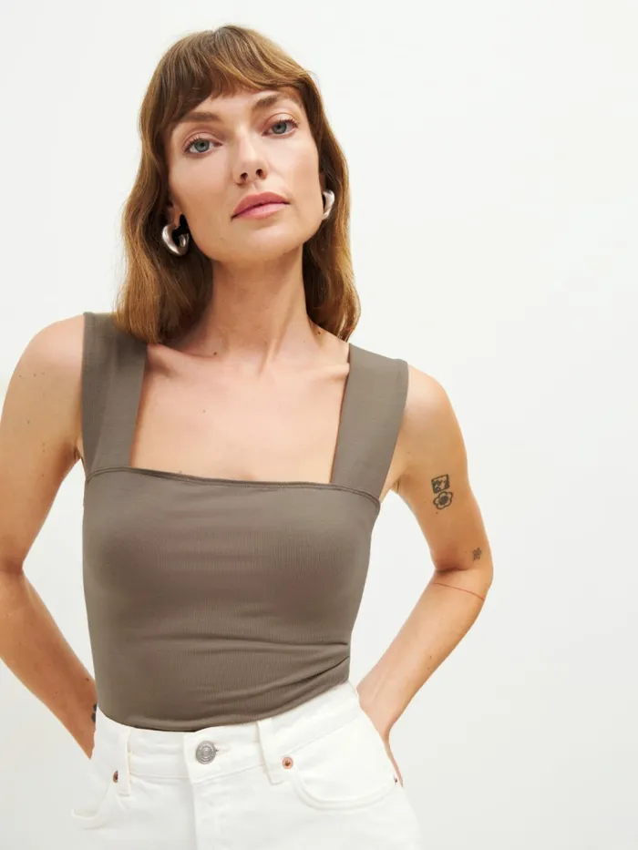 Reformation Tops Clarke Knit Tank Shitake 8211 Women