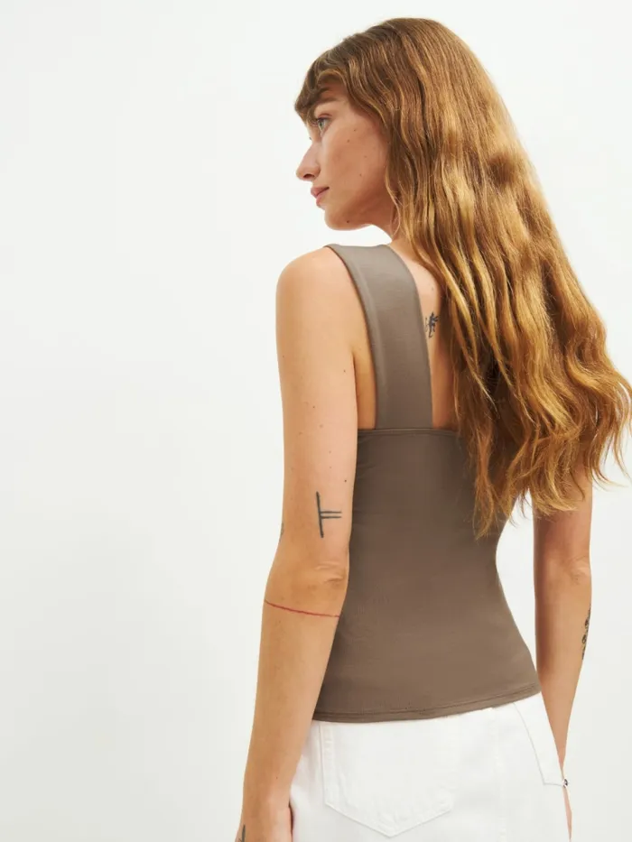 Reformation Tops Clarke Knit Tank Shitake 8211 Women Reformation Tops Clarke Knit Tank Shitake 8211 Women