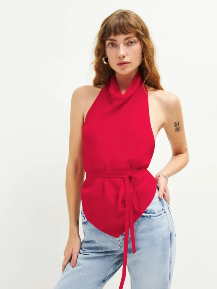 Reformation Tops Lennox Top Poinsettia 8211 Women