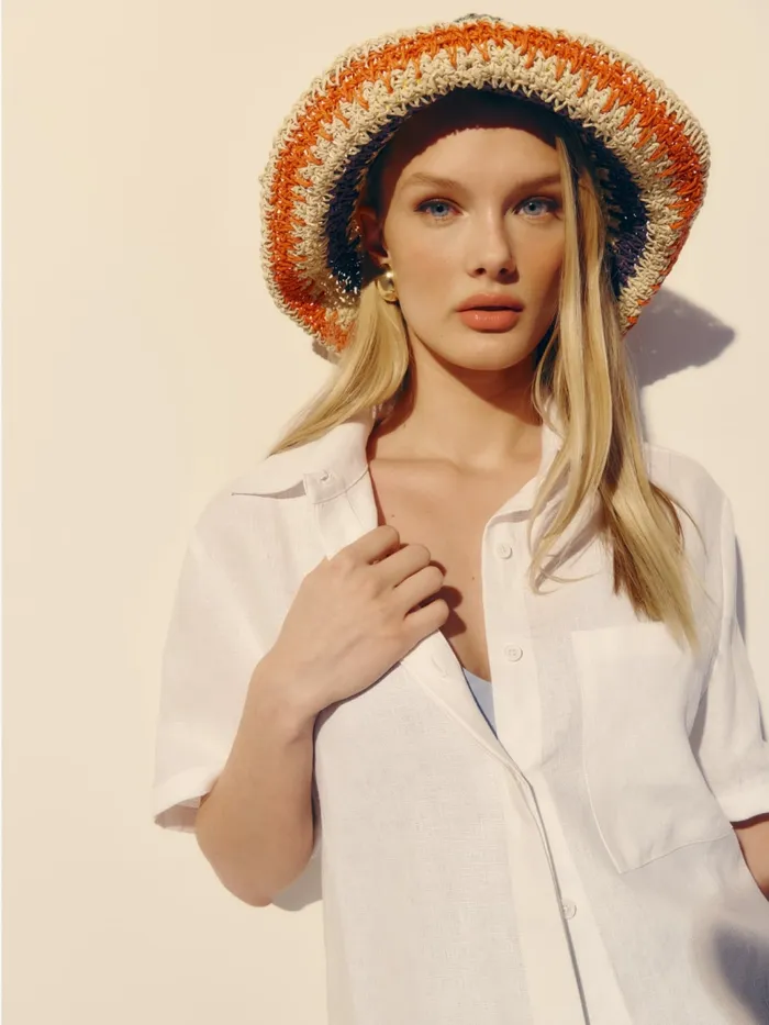 Reformation Tops Liam Linen Oversized Shirt White 8211 Women