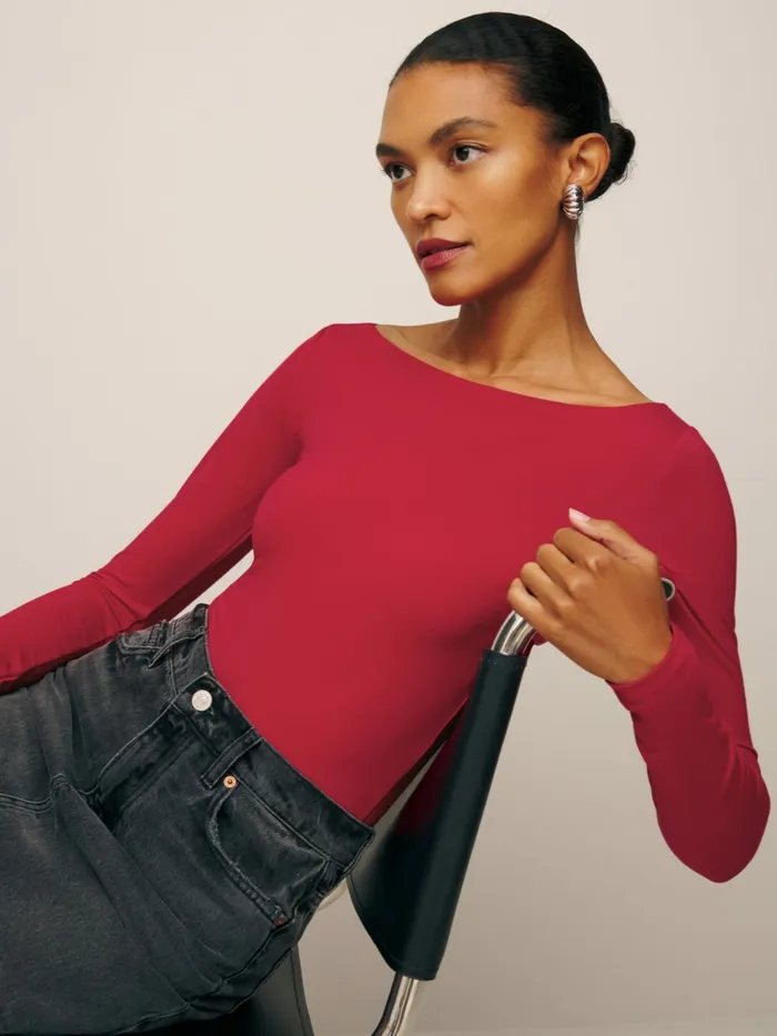 Reformation Tops Wiley Knit Top Lipstick 8211 Women