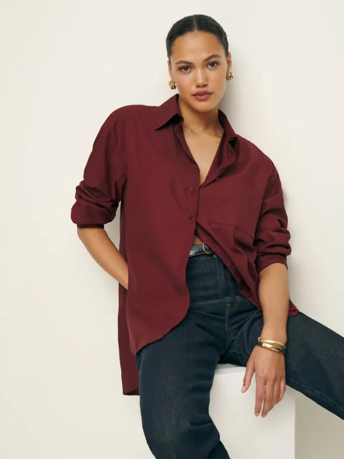 Reformation Tops Will Oversized Shirt Chianti 8211 Women