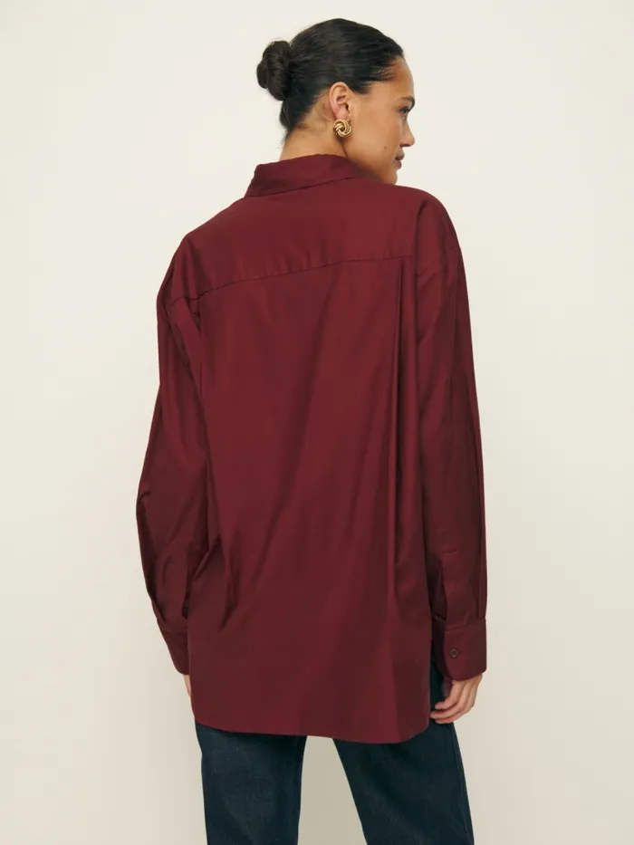 Reformation Tops Will Oversized Shirt Chianti 8211 Women
