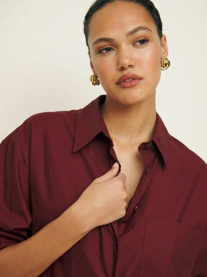 Reformation Tops Will Oversized Shirt Chianti 8211 Women