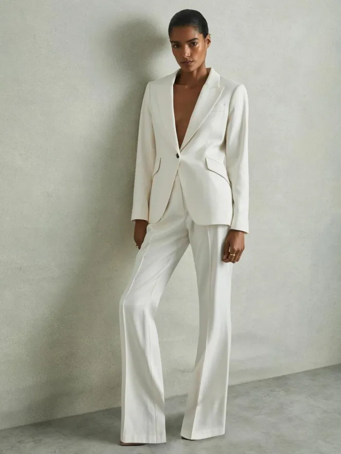 REISS Blazers and Jackets Women Tailored Single Breasted Suit Blazer Cream