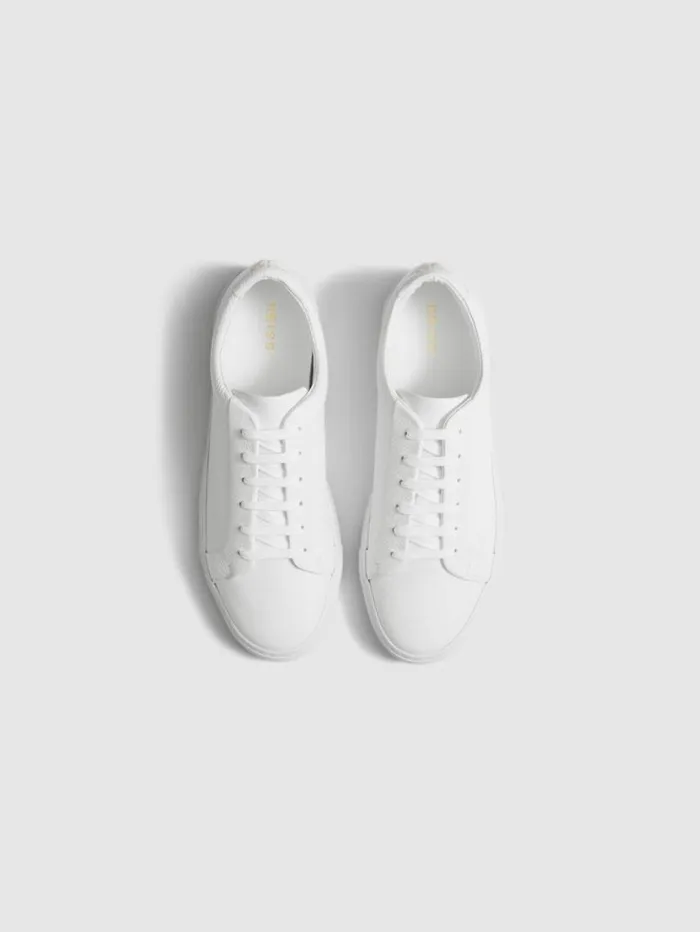 REISS Casual Shoes Men Grained Leather Trainers White