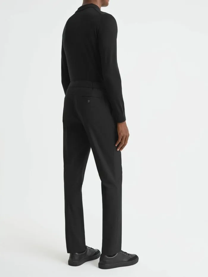REISS Pants Men Relaxed Drawstring Trousers Black
