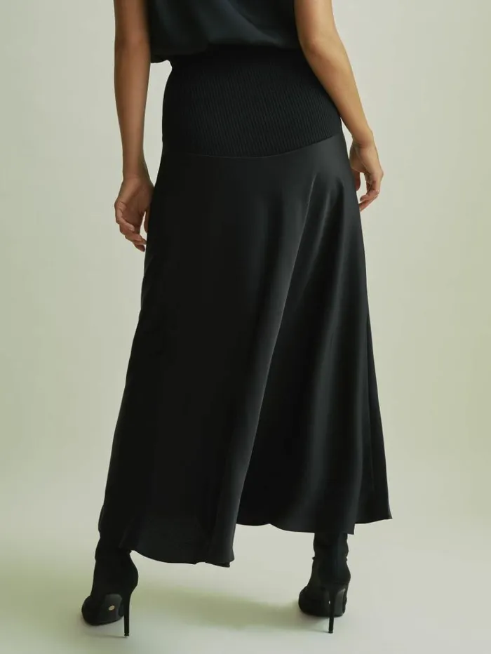 REISS Skirts Women Florere Hybrid Satin Midi Black Skirt Black