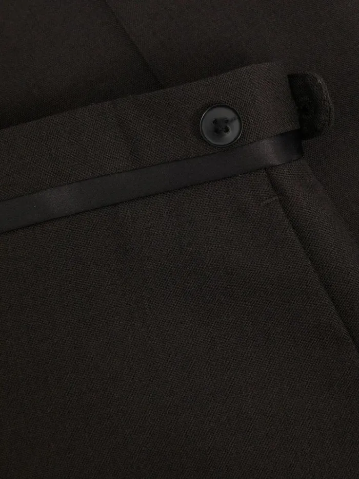 REISS Suits and Tailoring Men Wool Modern Fit Satin Stripe Tuxedo Trousers Brown