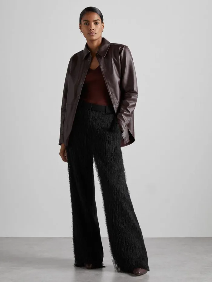 REISS Sweaters Women Atelier Knitted Silk Blend Top Oxblood