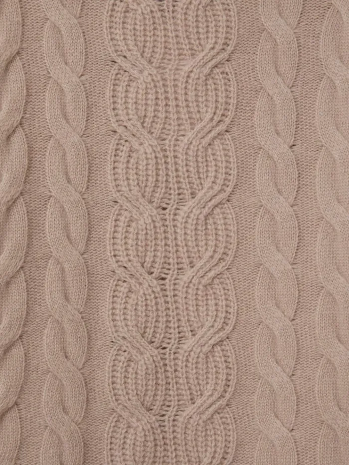 REISS Sweaters Women WoolCashmere Cable Knit Roll Neck Jumper Mink