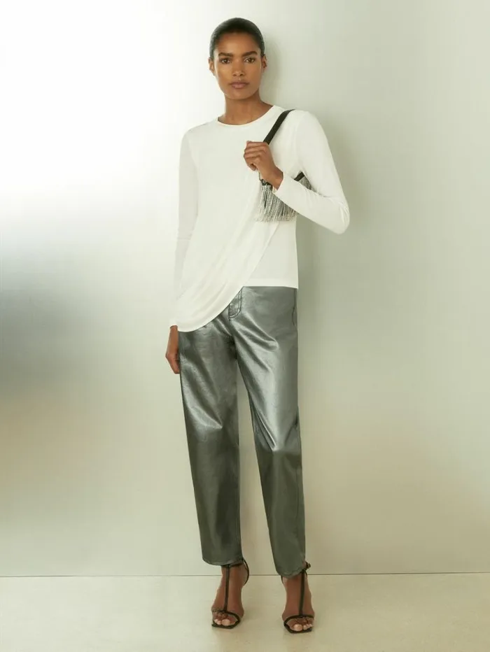 REISS Tops Women DrapedJersey Top Ivory