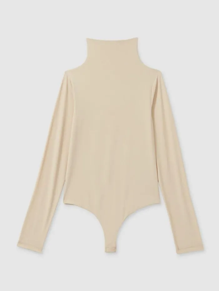 REISS Tops Women Seamless Funnel Neck Thong Bodysuit Neutral