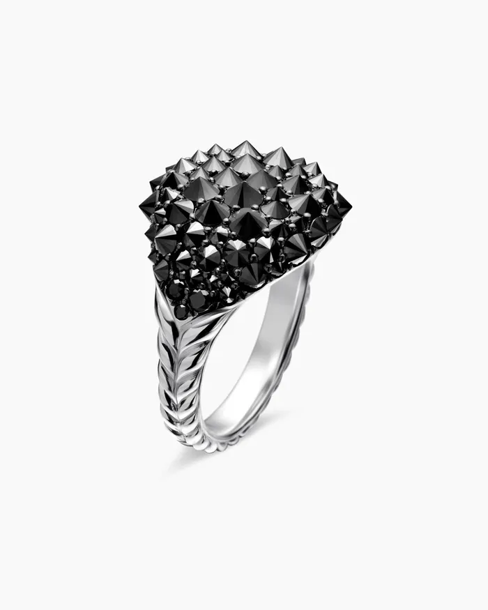Reverse Set Pav Pinky Ring In 18K White Gold With Diamonds 14mm Women David Yurman Pinky Reverse Set Pav Pinky Ring In 18K White Gold With Diamonds 14mm Women David Yurman Pinky