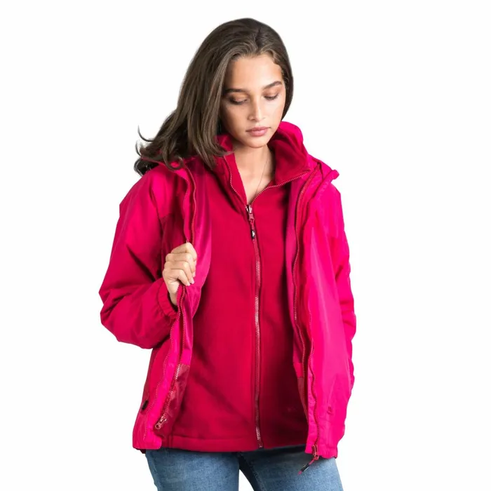 Rewarding 3 In 1 Waterproof Jacket Raspberry Women Trespass 3 In 1 Jackets
